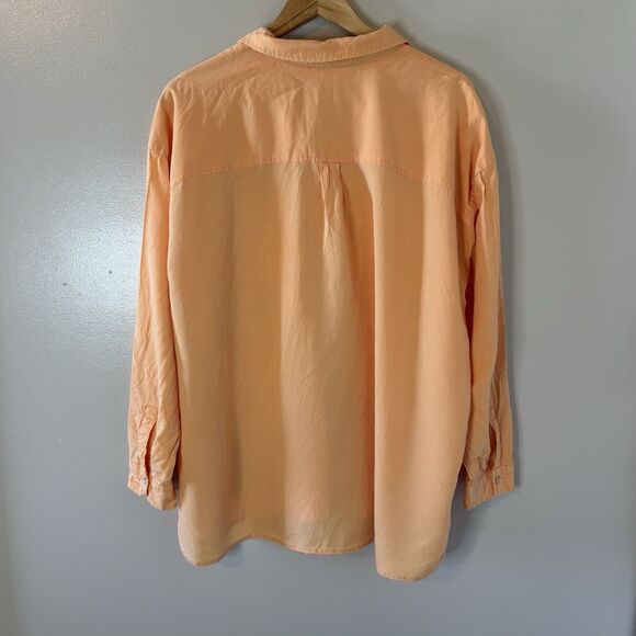 J. Jill Light Orange Button Up Top Roll Tab Sleeve Tunic Shirt Womens Sz XL - Picture 7 of 8